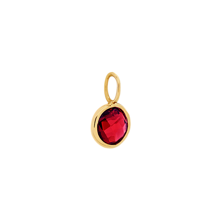 You Rule My Heart - Natural Garnet Charm in 14k Yellow Gold