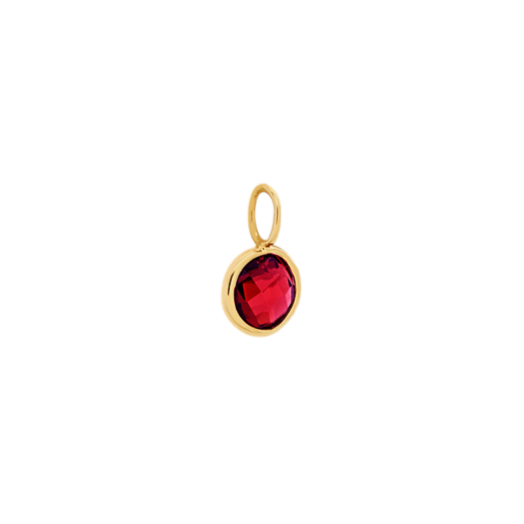You Rule My Heart - Natural Garnet Charm in 14k Yellow Gold