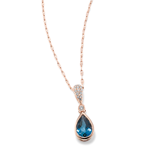 Zareen London Blue Topaz & Diamond Pendant
