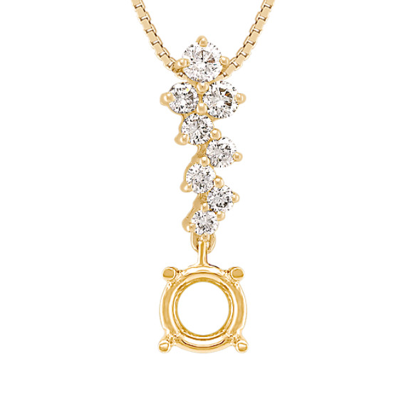 Zigzag Round Diamond Pendant (18 in)