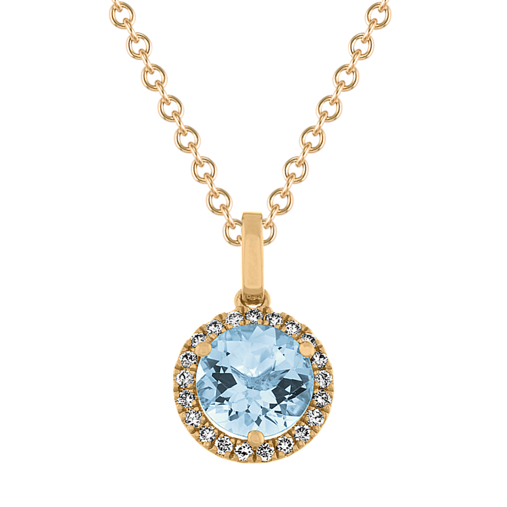 Zurich Aquamarine & Diamond Halo Pendant