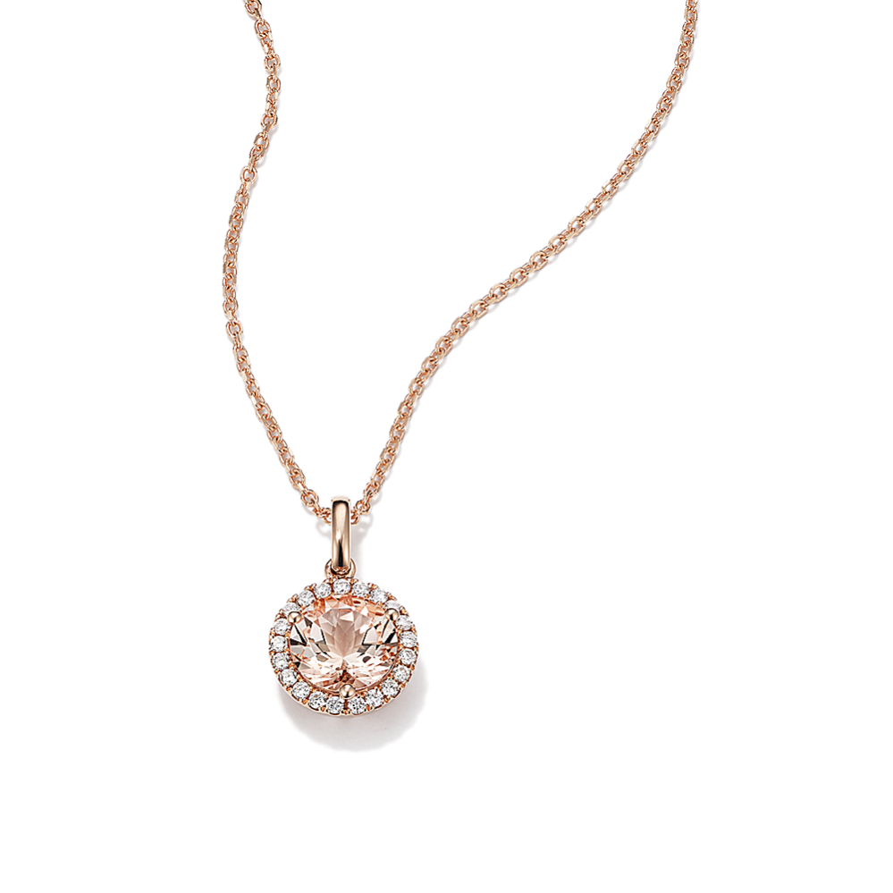Zurich Morganite & Diamond Halo Pendant