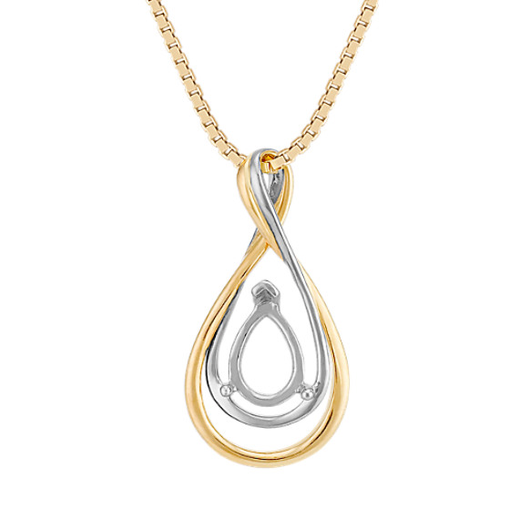 Figure Eight Two-Tone Gold Pendant for Pear-Shaped Gemstone (22