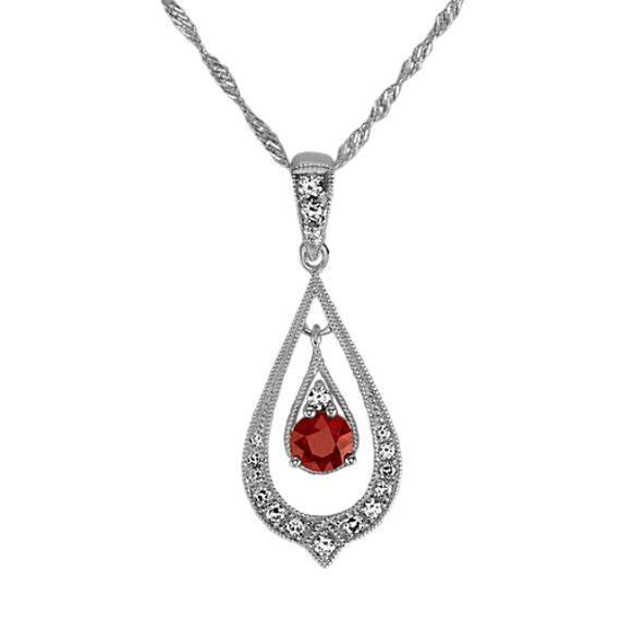 Vintage Ruby and Diamond Pendant (18 in)