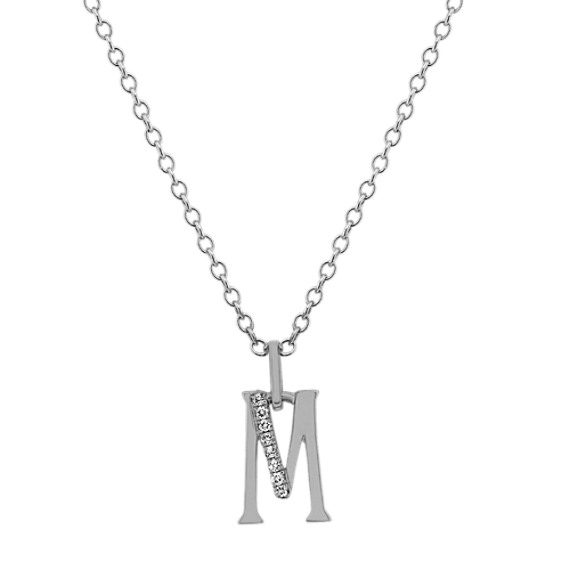 Diamond Letter M Pendant In 14k White Gold 18 Shane Co - Gold Pendant Letter M