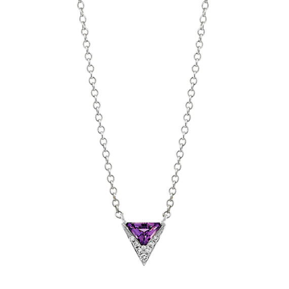 Trapezoid Amethyst and Diamond Necklace (18 in)