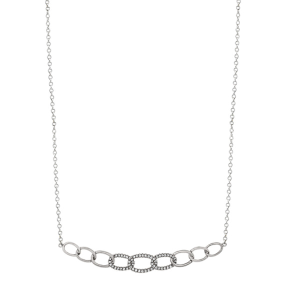 Diamond Link Necklace in 14k White Gold (18 in)