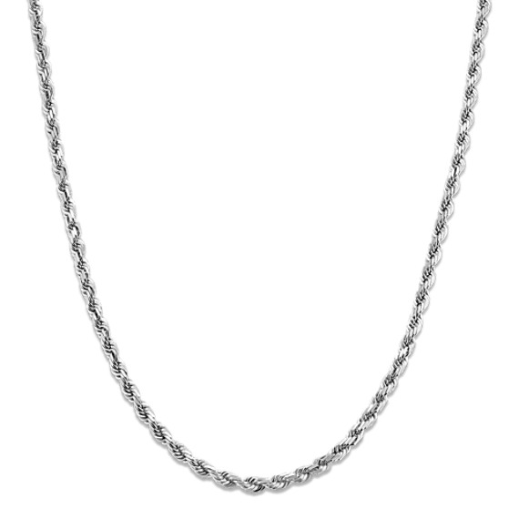 24 Inch Mens Rope Chain in 14k White Gold