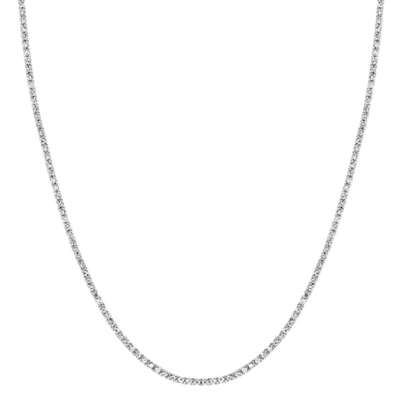 Round Diamond Tennis Necklace in 14k White Gold (18 in)