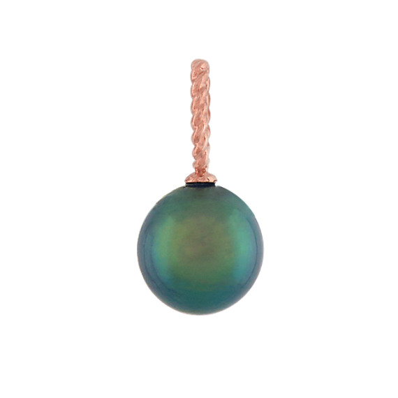 8mm Peacock Tahitian Baroque Pearl Charm in 14k Rose Gold