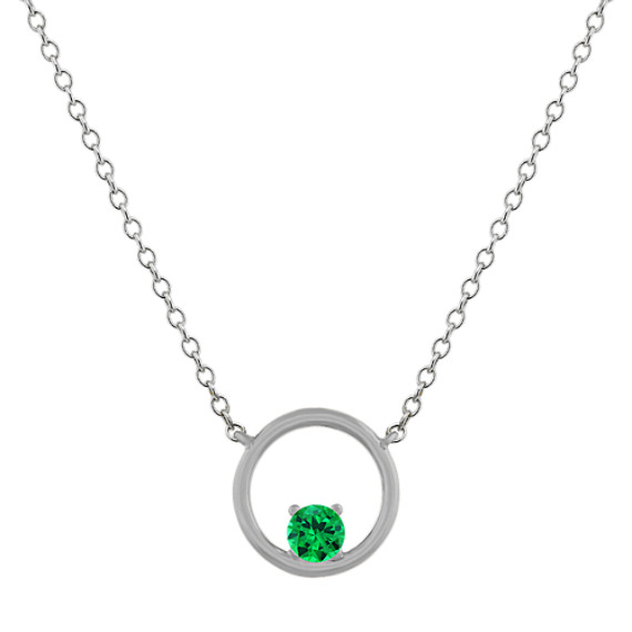 Circle Necklace in 14k White Gold (20 in)