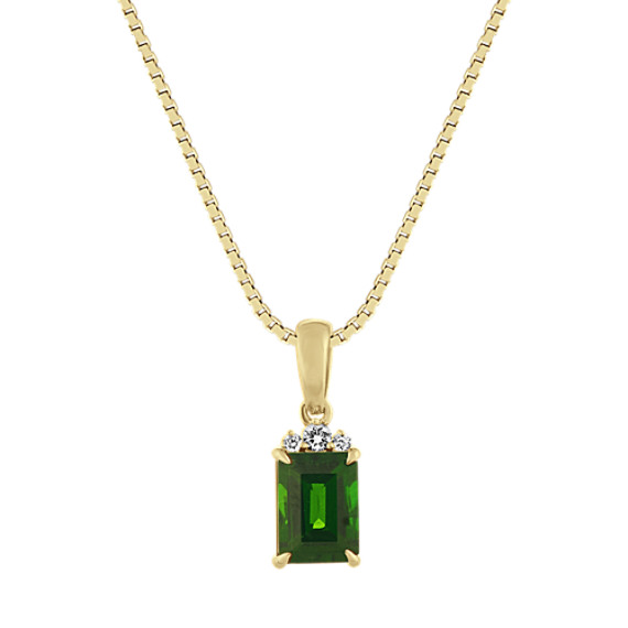 Chrome Diopside and Diamond Pendant (18 in) | Shane Co.