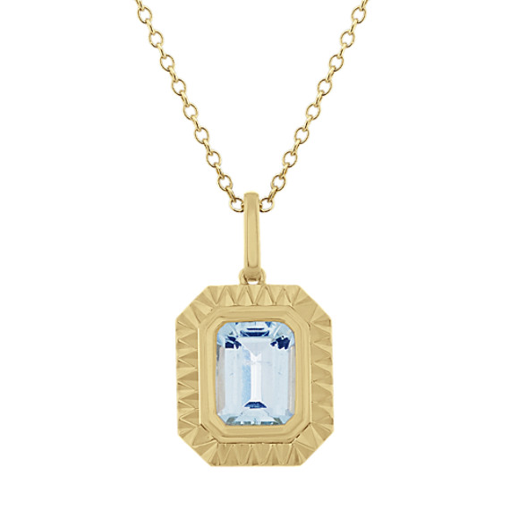 Curio Aquamarine Pendant in 14K Yellow Gold (18 in)
