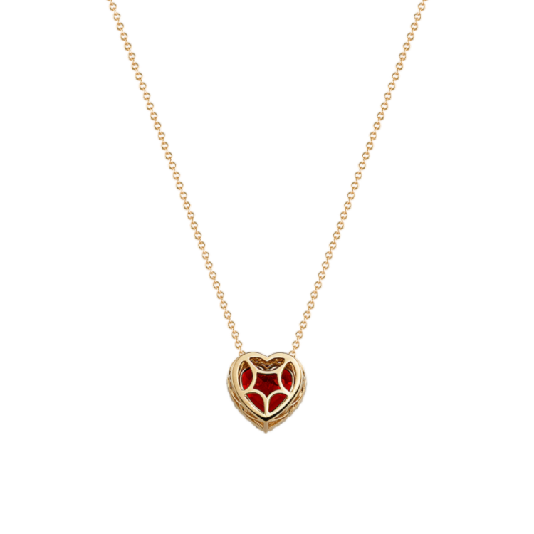 Natural Garnet & Natural Diamond Necklace in 14K Yellow Gold (18 in)