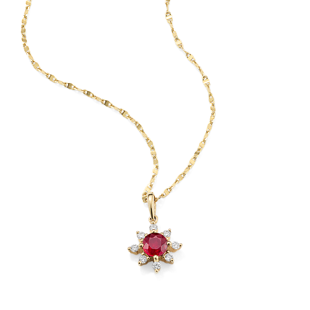Ruby & Diamond Star Pendant