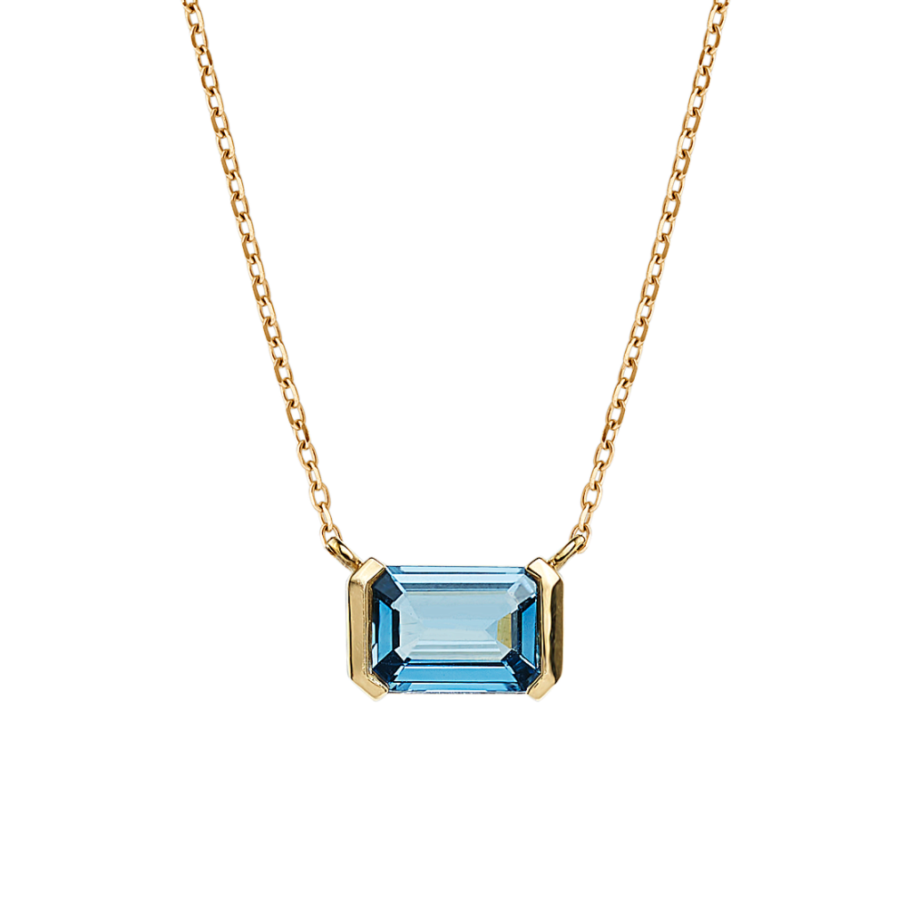 Dorset Teal Natural Sapphire Pendant in 14K Yellow Gold (20 in)