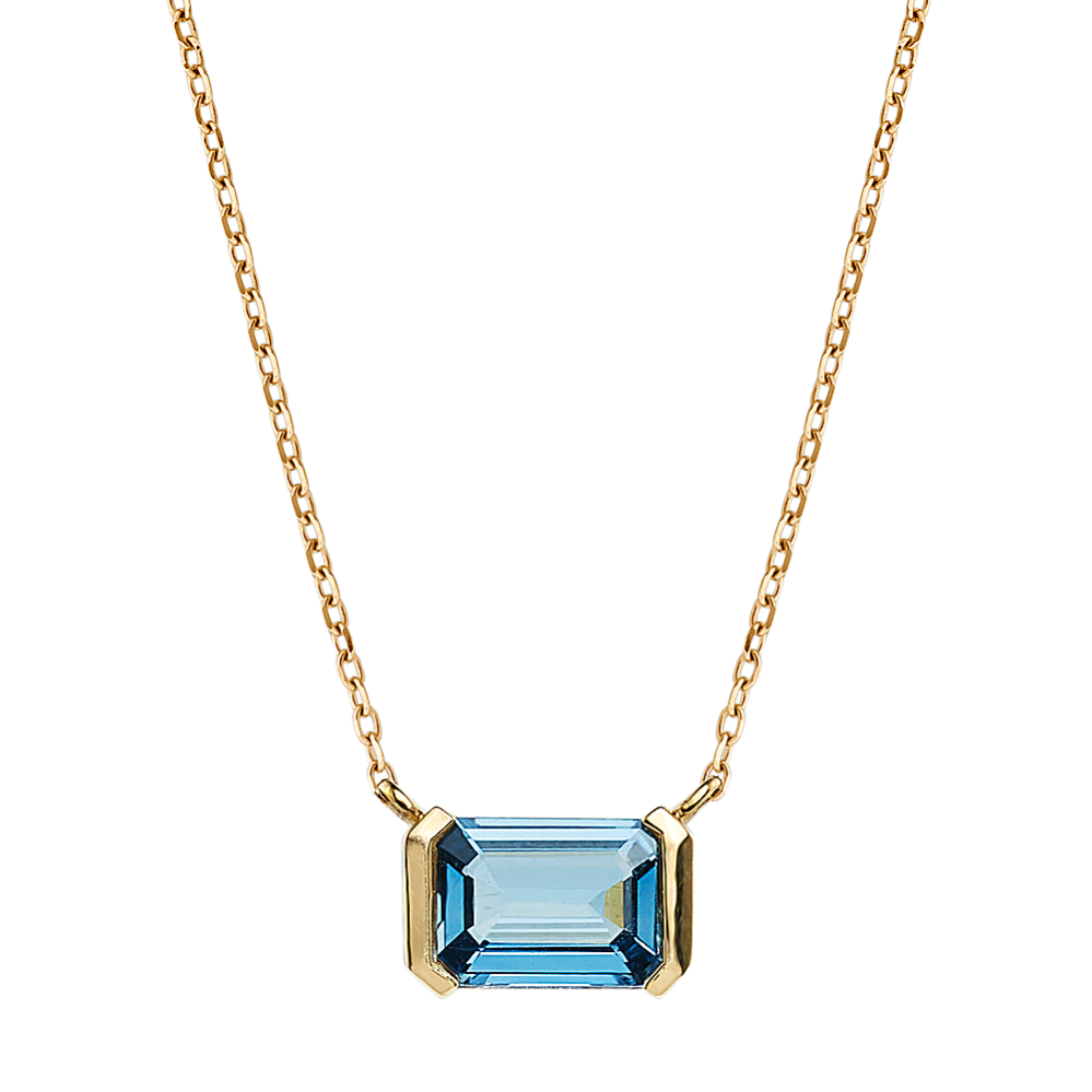Dorset Teal Sapphire Pendant in 14K Yellow Gold (20 in)
