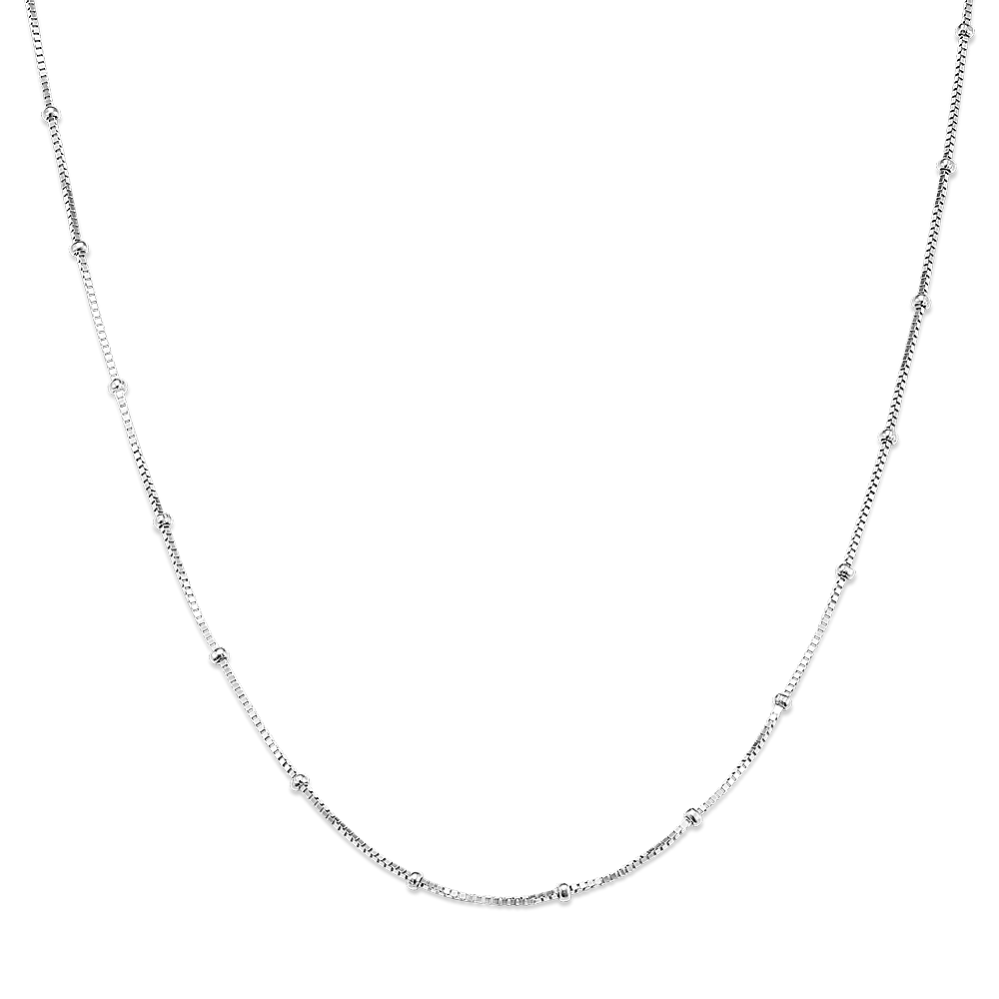 18'' 14K White Gold Satellite Box Chain (1.1mm)