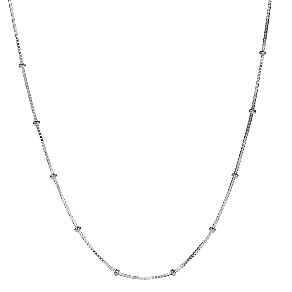 20'' 14K White Gold Satellite Box Chain (1.1mm)
