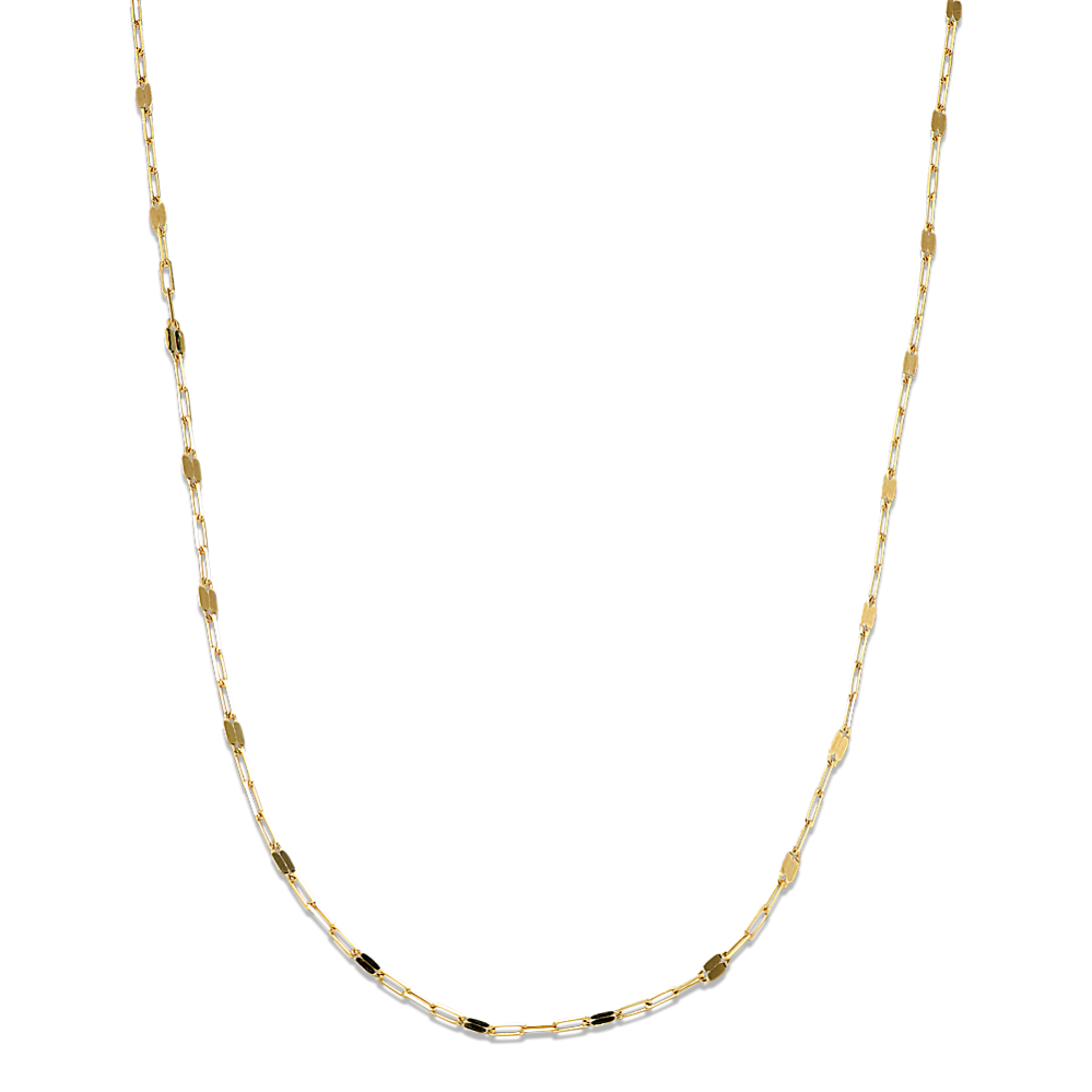 18'' 14K Yellow Gold Mirror Link Paperclip Chain