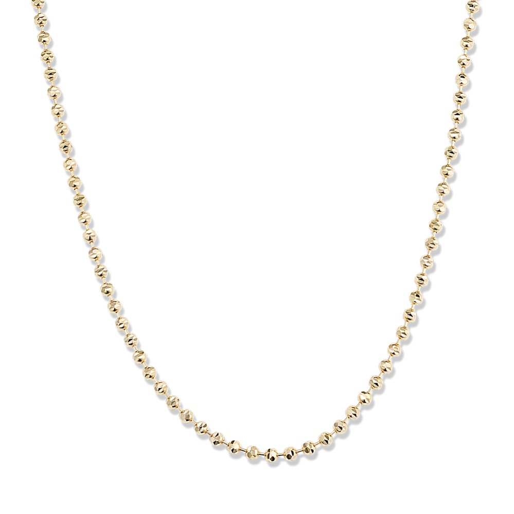 20'' 14K Yellow Gold Diamond-Cut Bead Chain (2mm)