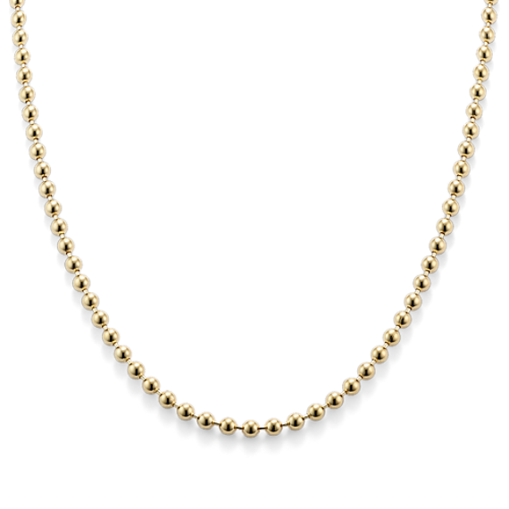 22'' 14K Yellow Gold Diamond-Cut Bead Chain (2mm)