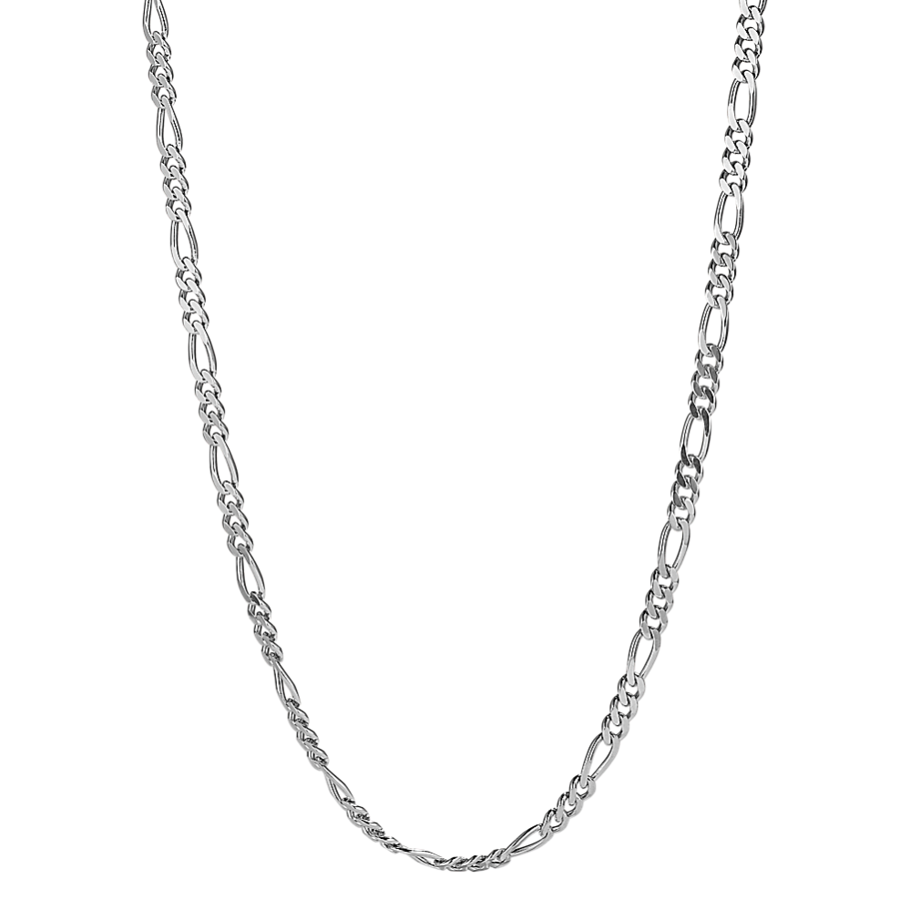 20'' 14K White Gold Figaro Chain (2.4mm)