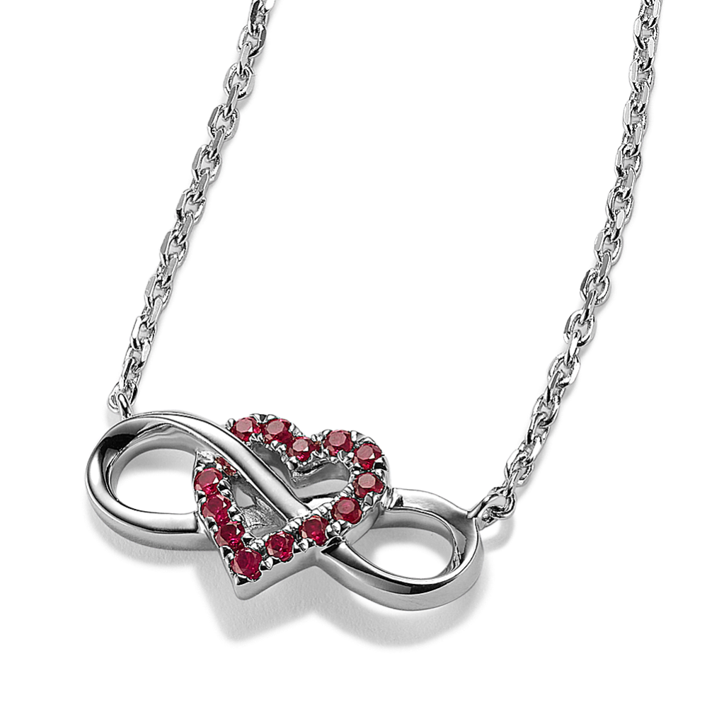 Ruby Heart Infinity Necklace
