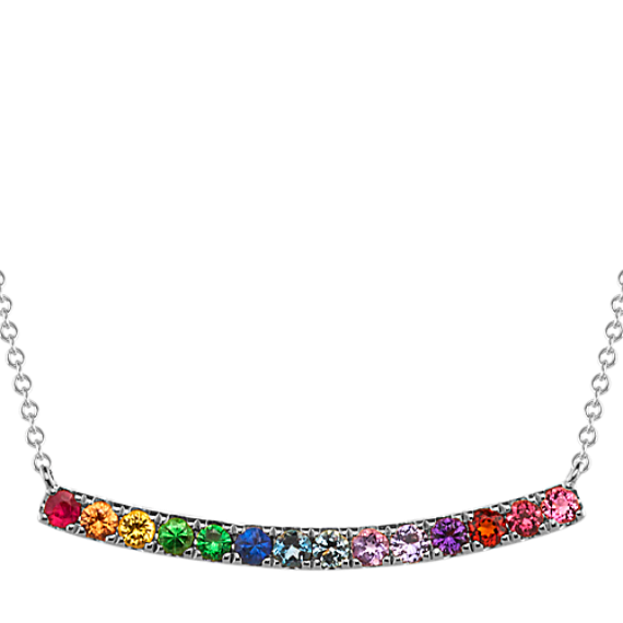 Fiesta Rainbow Gemstone Bar Necklace