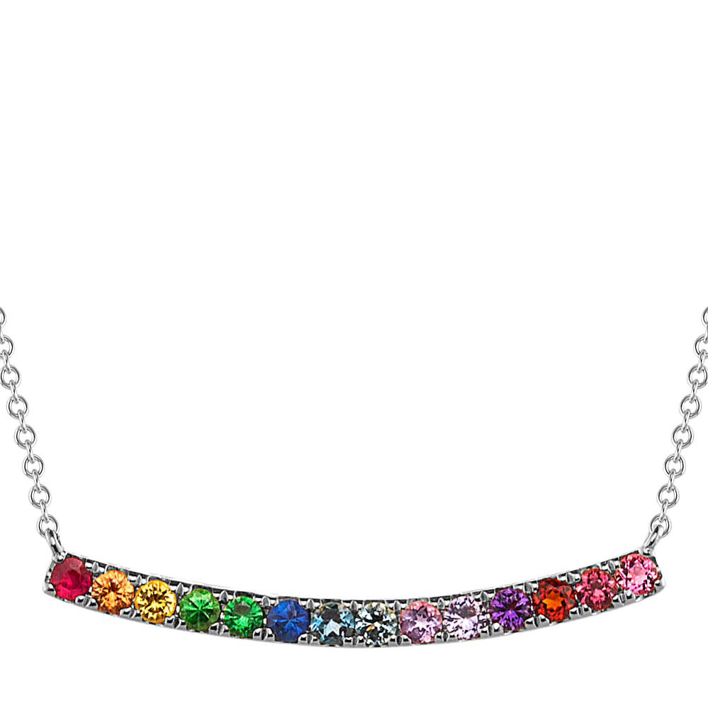 Fiesta Rainbow Gemstone Bar Necklace