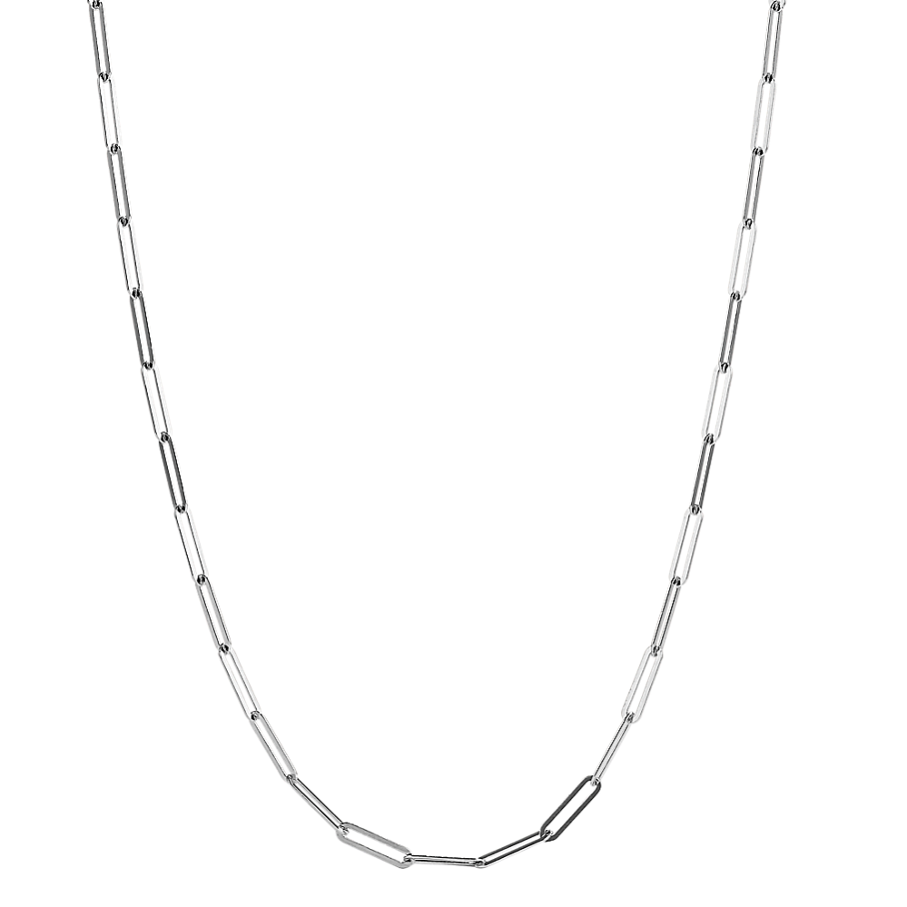 Link Chain Necklace in 14K White Gold (18 in)