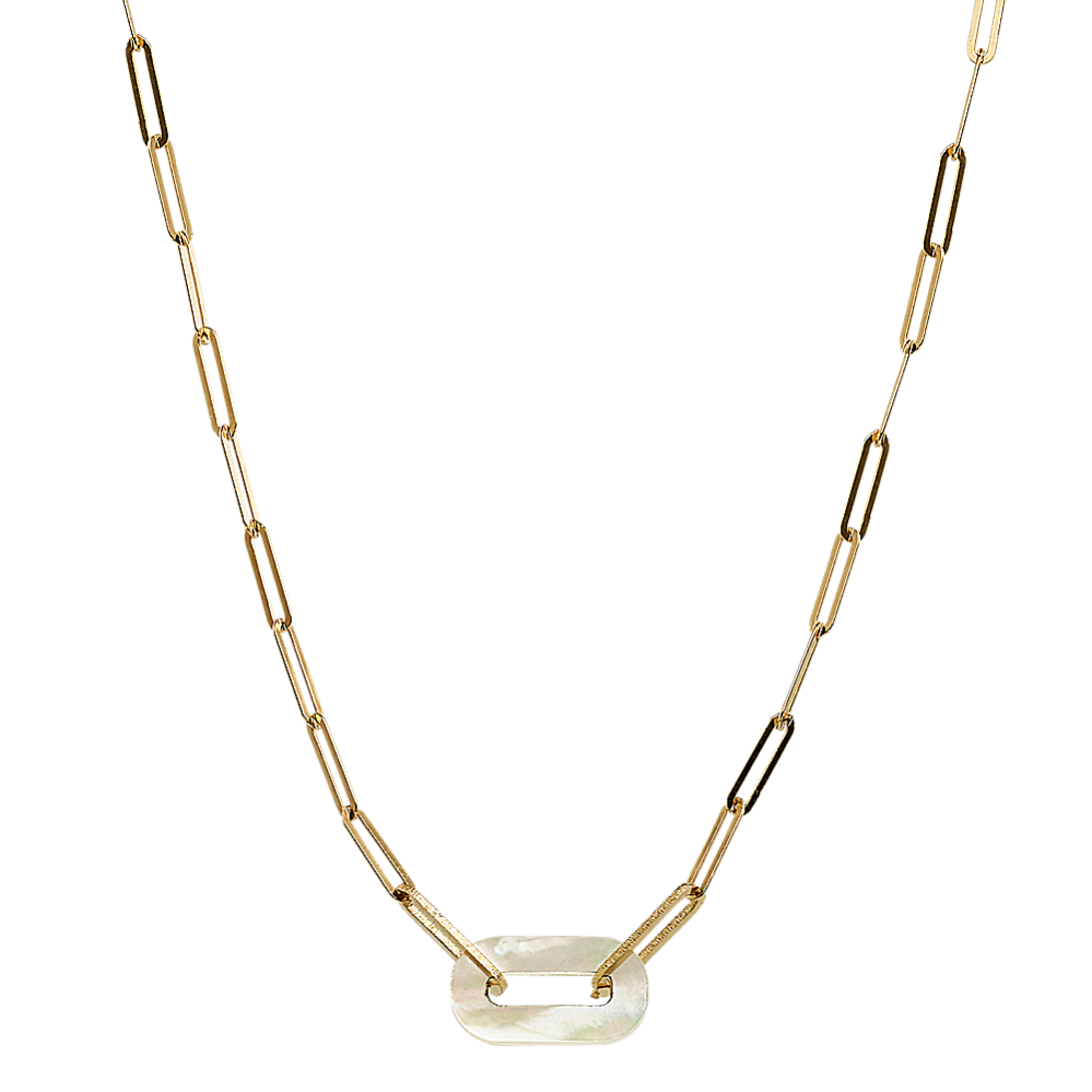 Shelley Mother-of-Pearl Paperclip Chain | Shane Co.