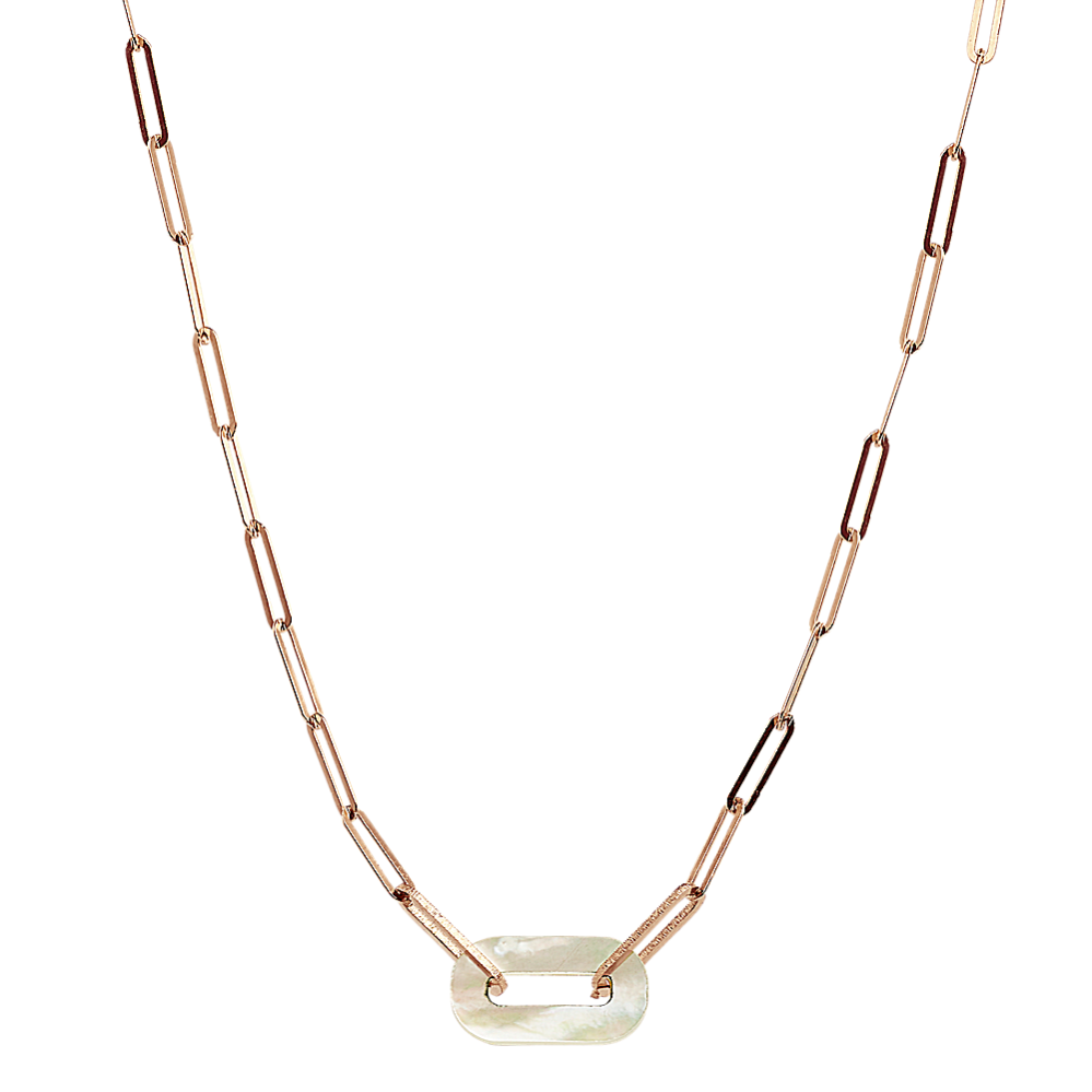 Shelley Freshwater Mother of Pearl Link Chain Necklace in 14K Rose Gold (18 in)