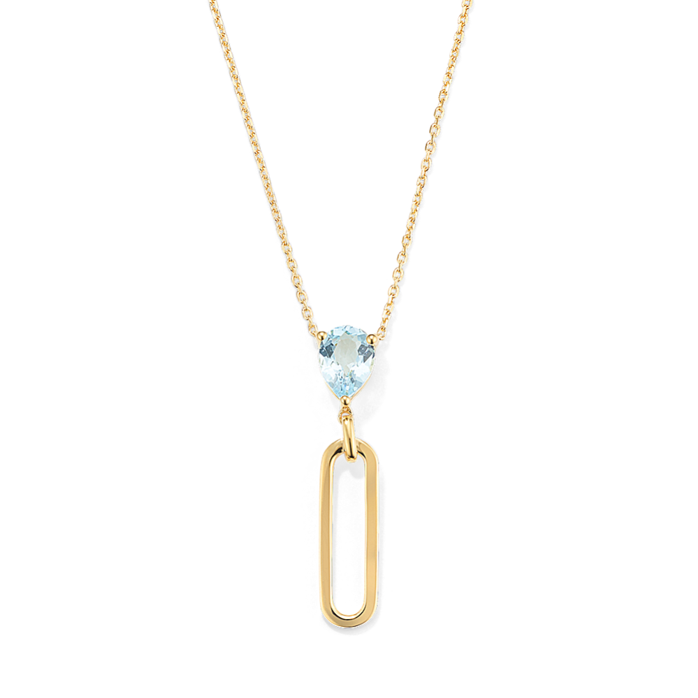 Zenith Sky Blue Topaz Link Pendant in Vermeil 14K Yellow Gold (22 in)