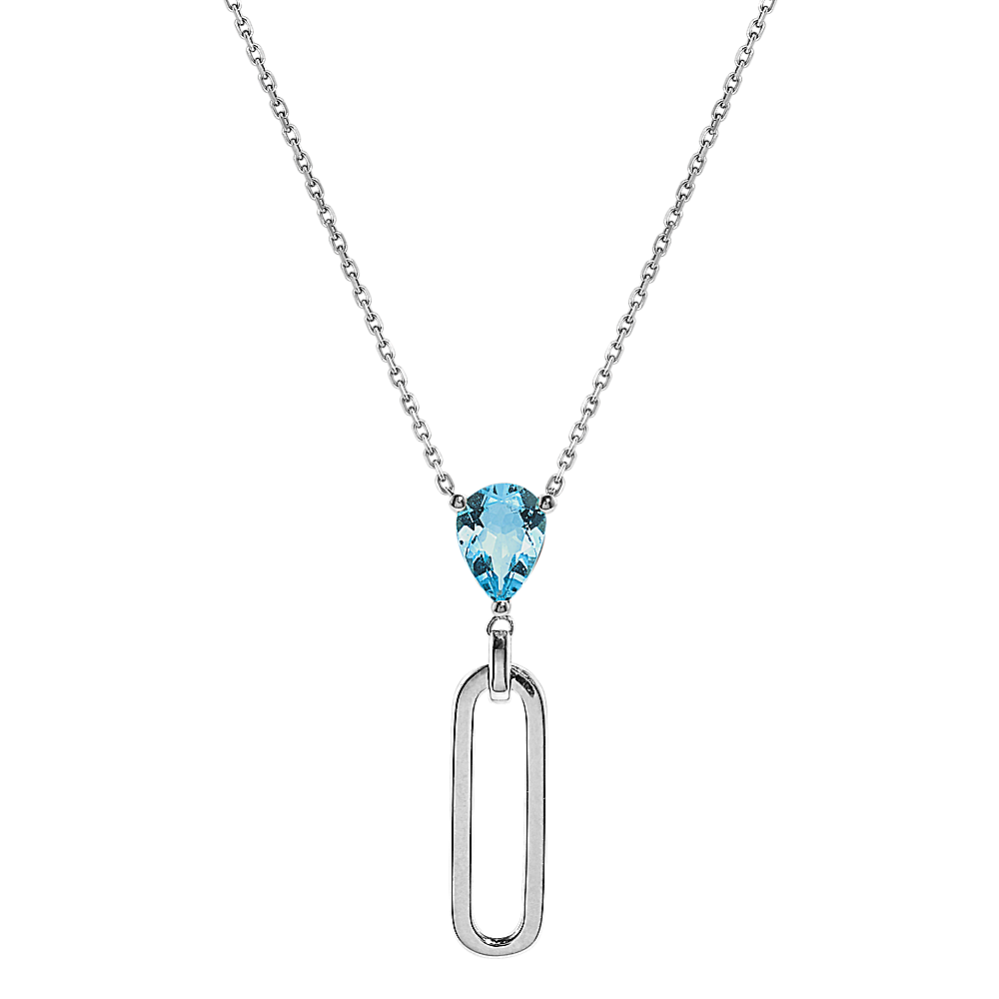 Zenith Sky Blue Topaz Link Pendant in Sterling Silver (22'')