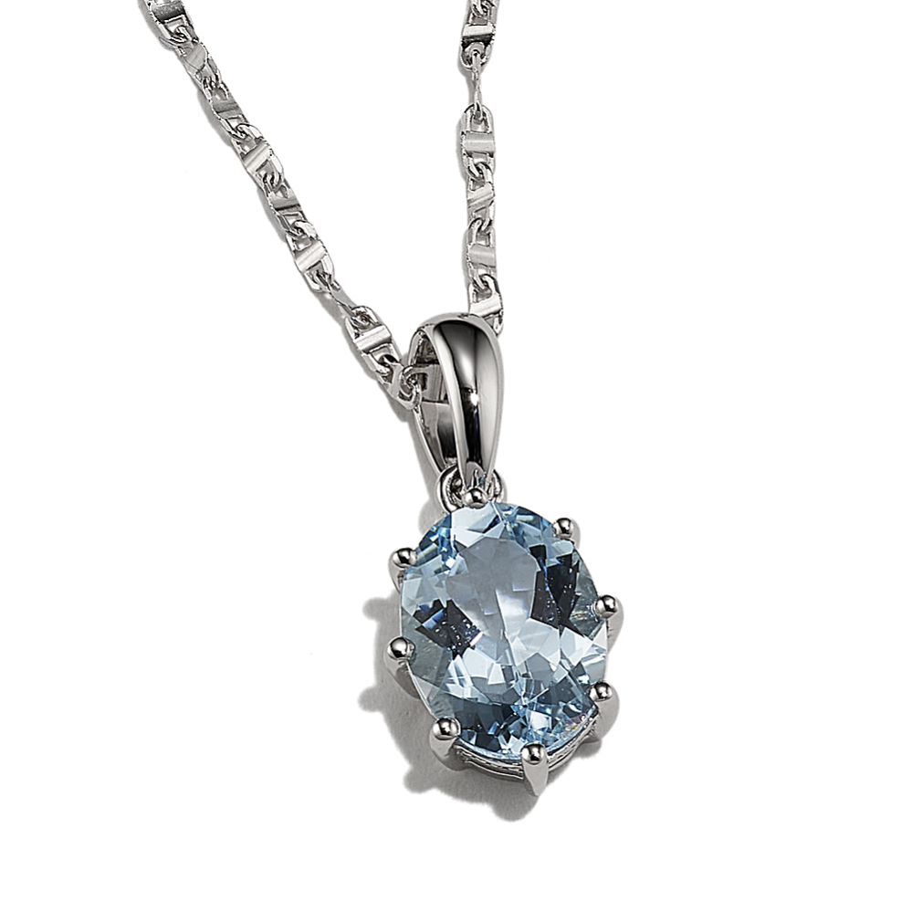 Aquamarine Pendant Necklace (18 in)