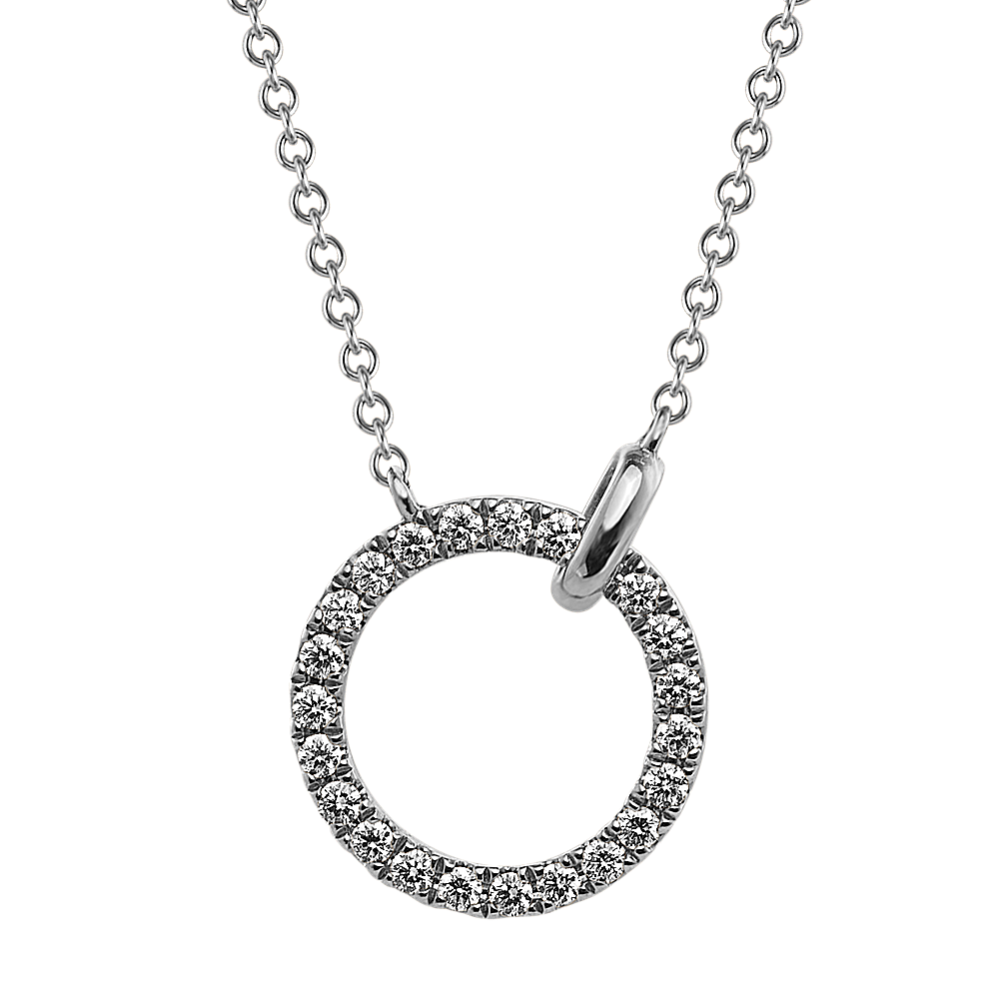 Bruges Diamond Circle Pendant in 14K White Gold (18'')