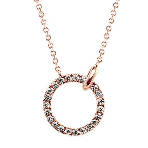 Bruges Diamond Circle Pendant in 14K Rose Gold (18'')