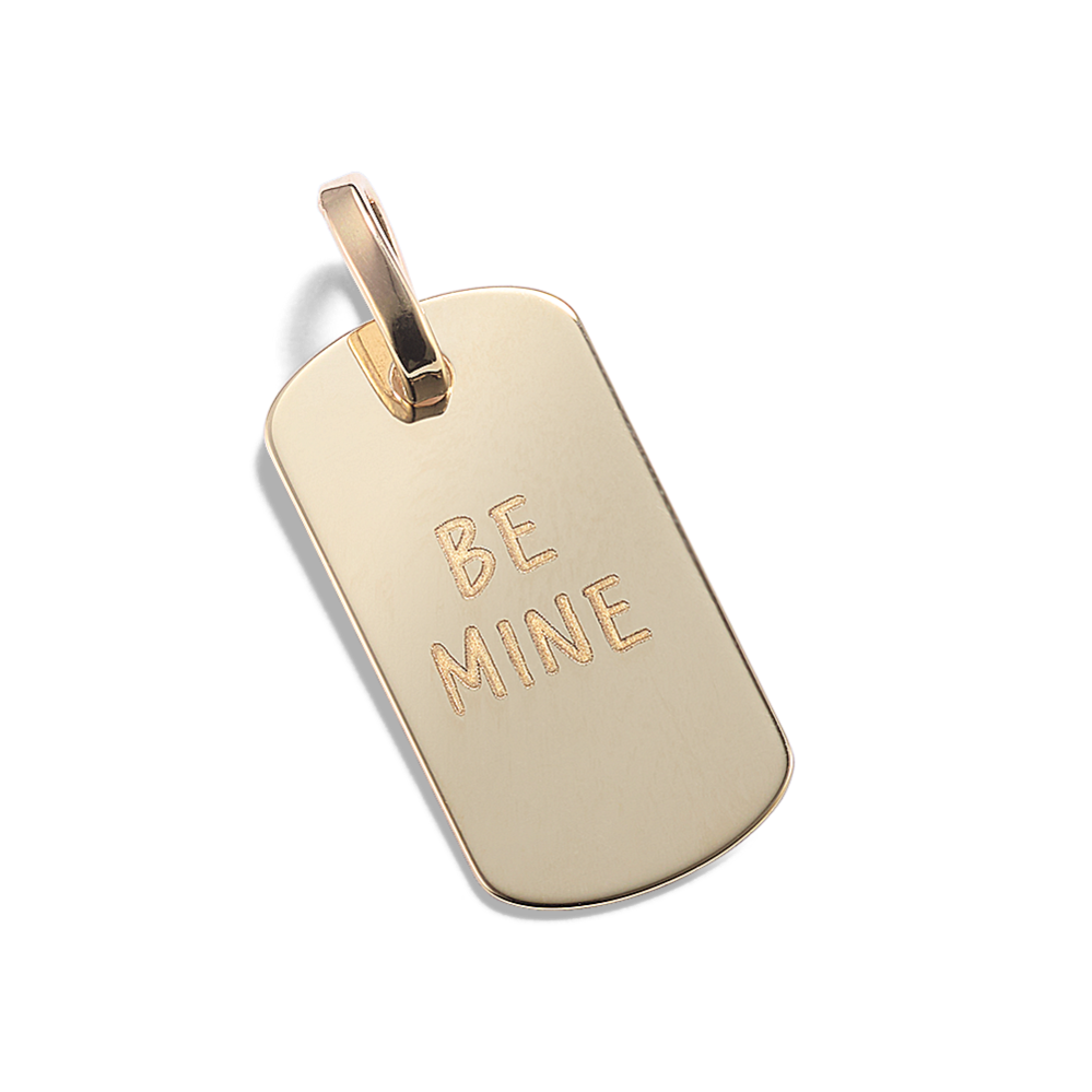 14K Yellow Gold Dog Tag Charm Shane Co