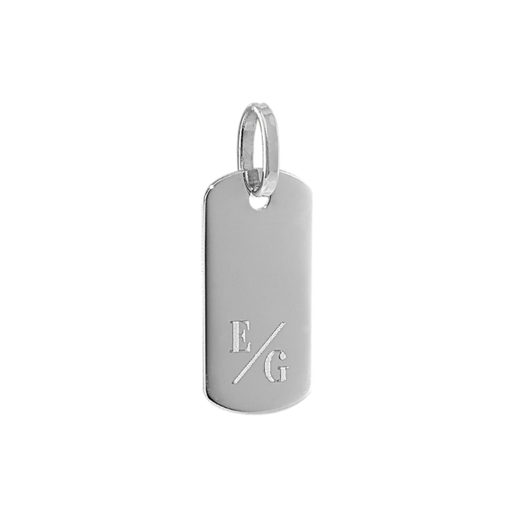 Dog Tag Charm in 14K White Gold