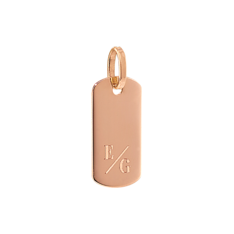 Dog Tag Charm in 14K Rose Gold
