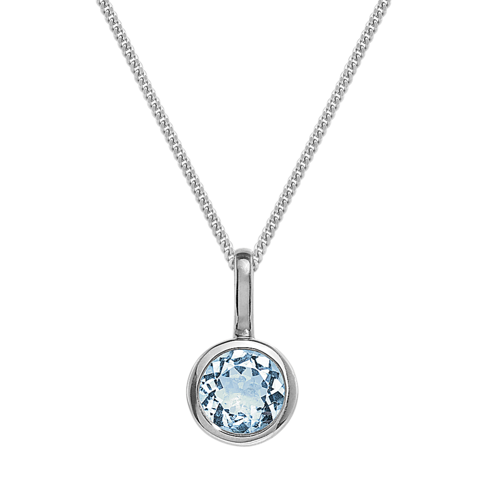 Bluebell Bezel-Set Aquamarine Necklace in Sterling Silver (22 in)