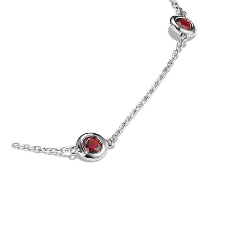 Mina Bezel-Set Natural Garnet Necklace in Sterling Silver (20 in)