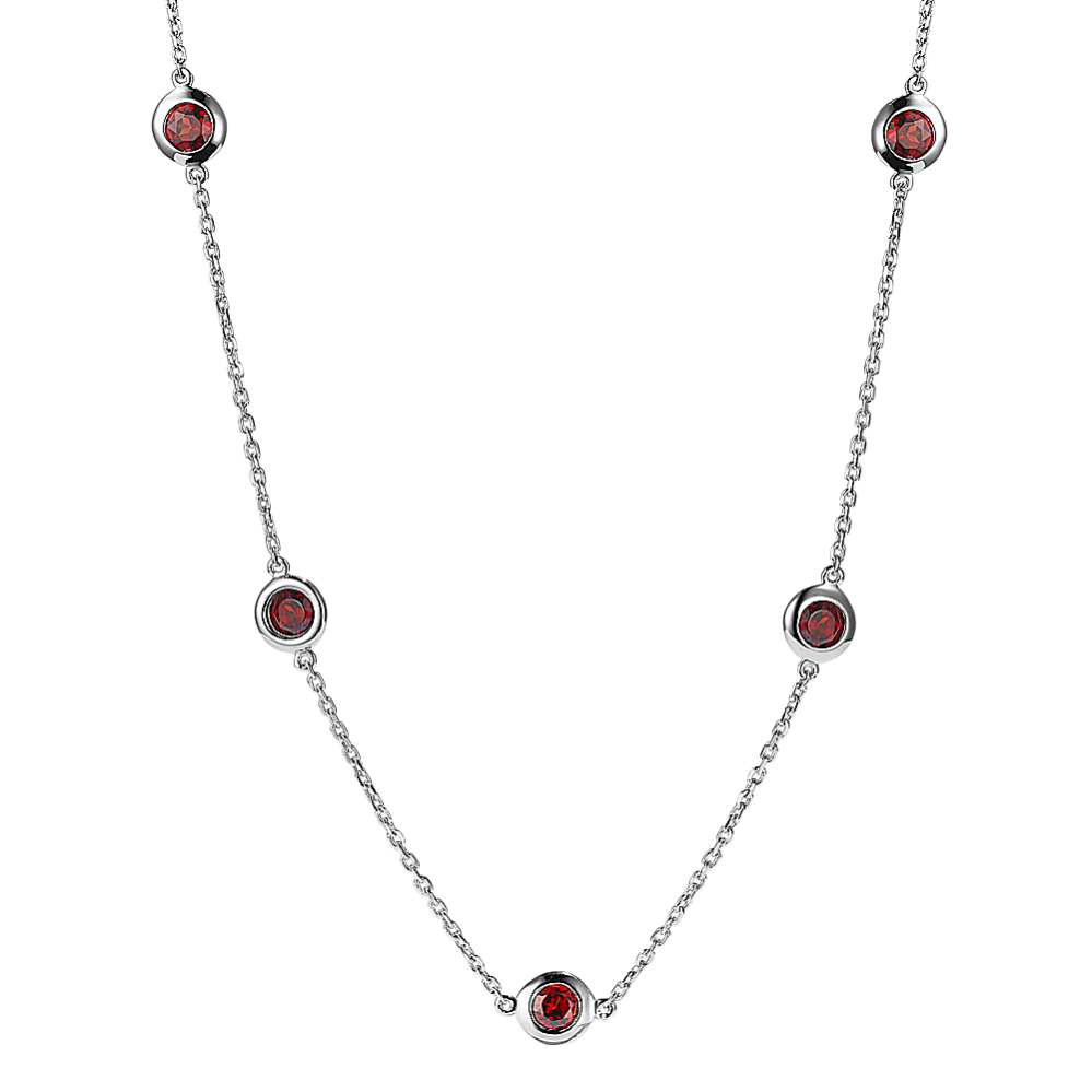 Mina Bezel-Set Garnet Necklace in Sterling Silver (20 in)