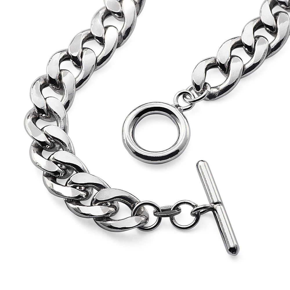 Sterling Silver T-Bar Curb Chain (18 in)