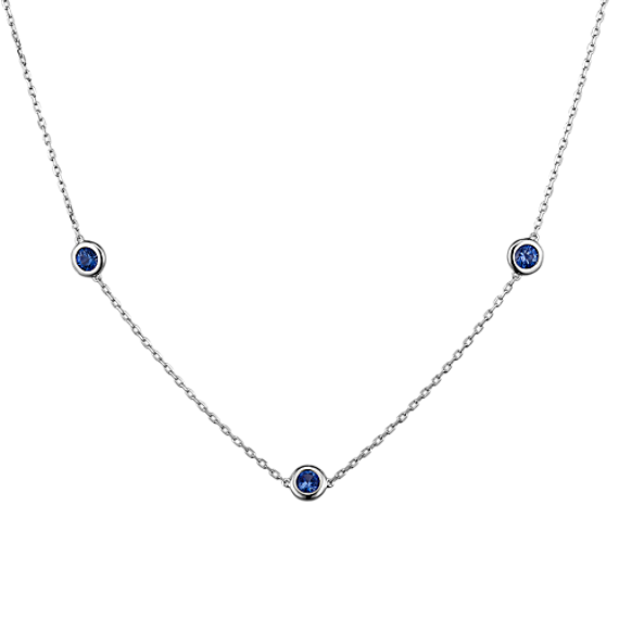 Bezel-Set Sapphire Station Necklace