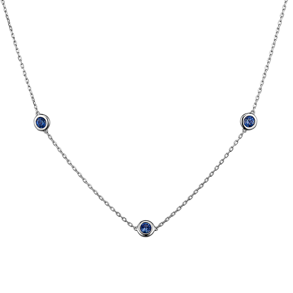 Bezel-Set Sapphire Station Necklace