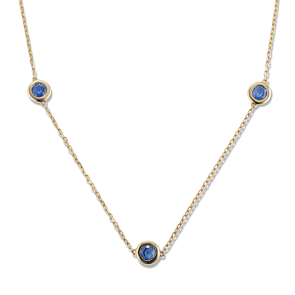 Bezel-Set Sapphire Station Necklace