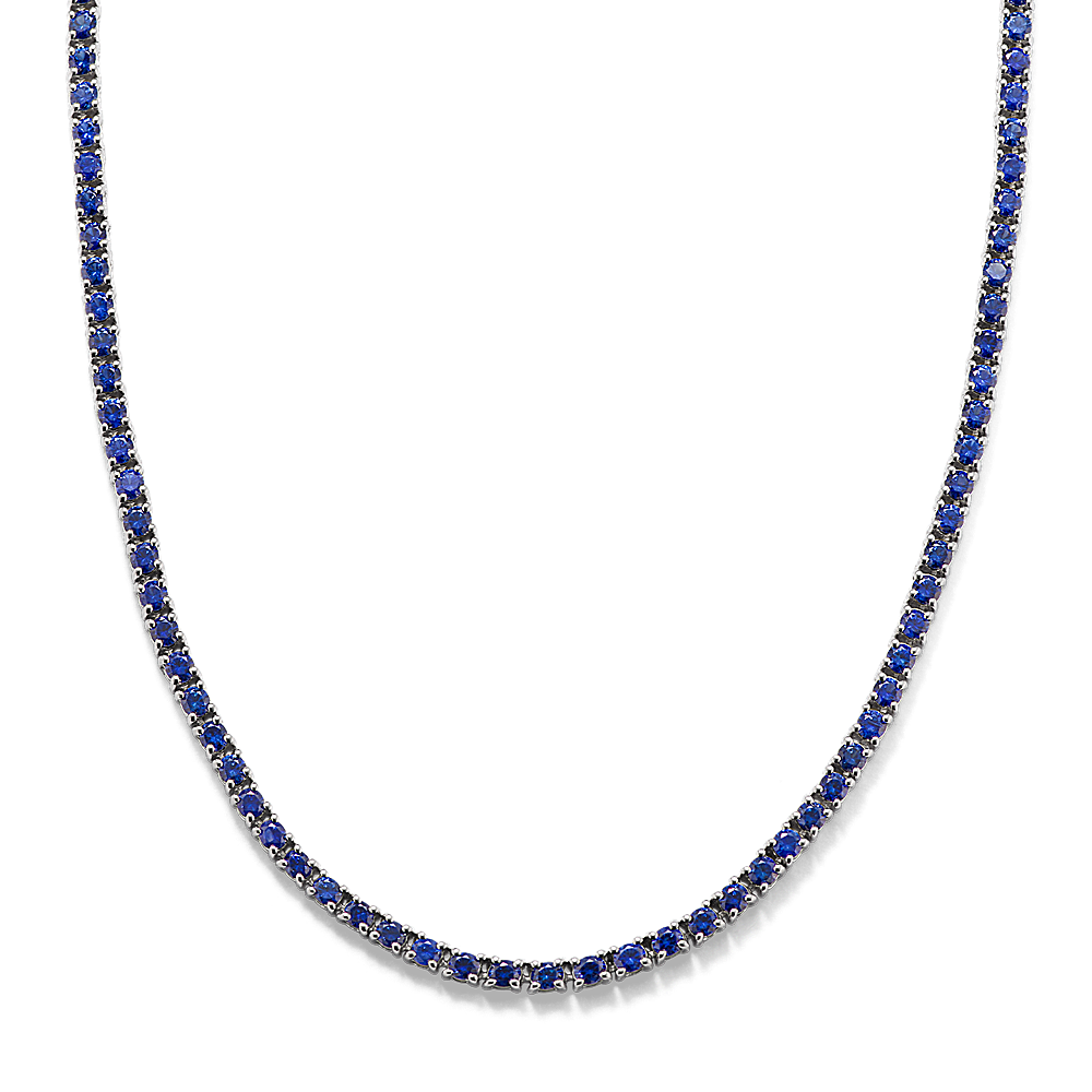 Blue sapphire sale tennis necklace