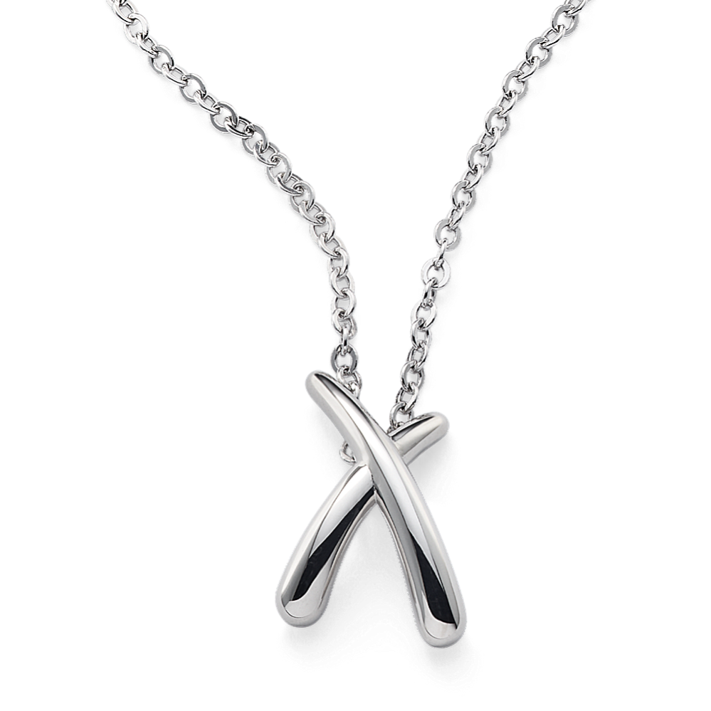 X Sterling Silver Pendant (18'')